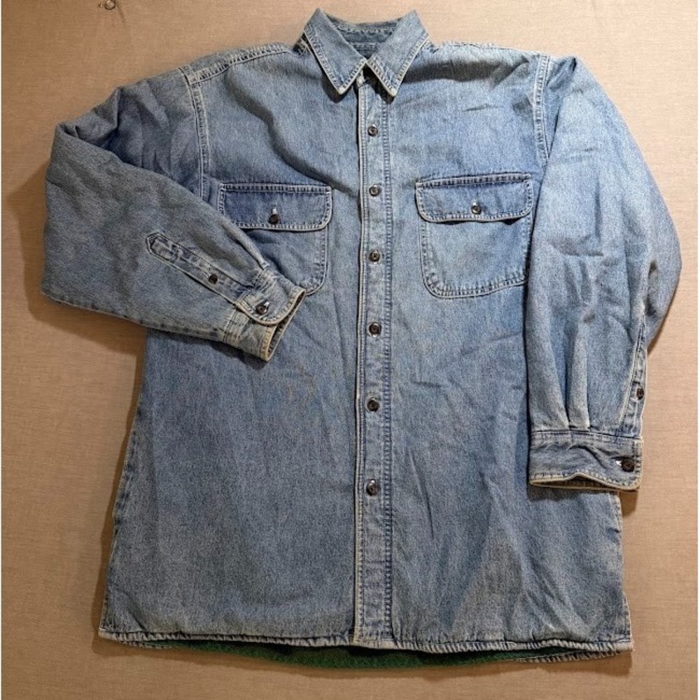 Wolverine Blanket Lined Denim Shirt Adult M Blue Button Up Long Sleeve Mens.‎